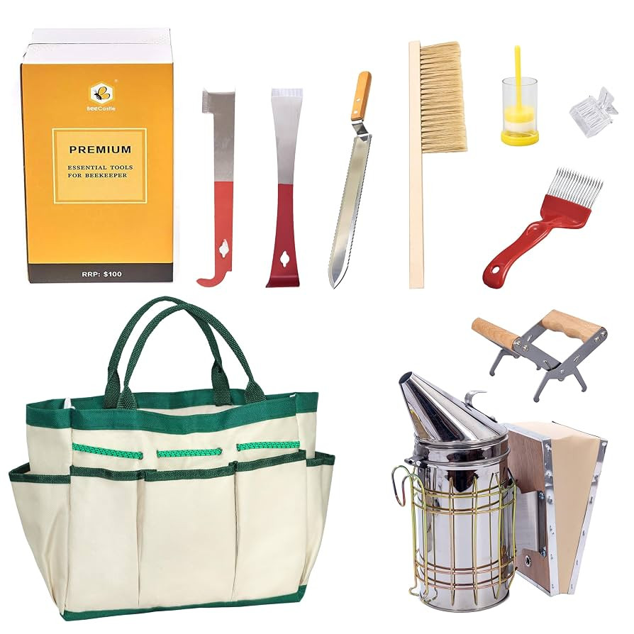 BeeCastle 9 Pcs Beekeeping Tools Kit with Organizer Tote for Beekeepers, Necessary Beekeeping Sup... | Amazon (US)