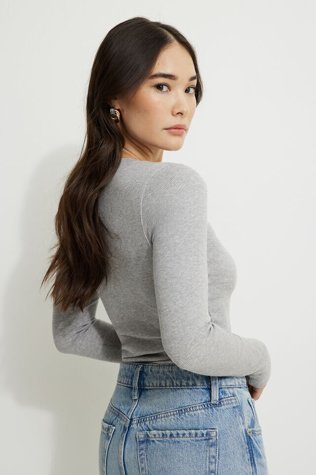 Tedi Ribbed Long Sleeve T Shirt | Dynamite Clothing