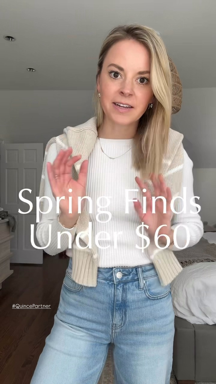 Under $60 spring finds from @onequince you’ll reach for all season. 
-26 jeans, tts, I’m 5’5
-XS linen dress
-medium striped sweaterr
#QuincePartner
