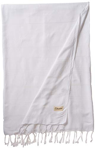Bersuse 100% Cotton Anatolia XL Throw Blanket Turkish Towel - 61x82 Inches, White | Amazon (US)