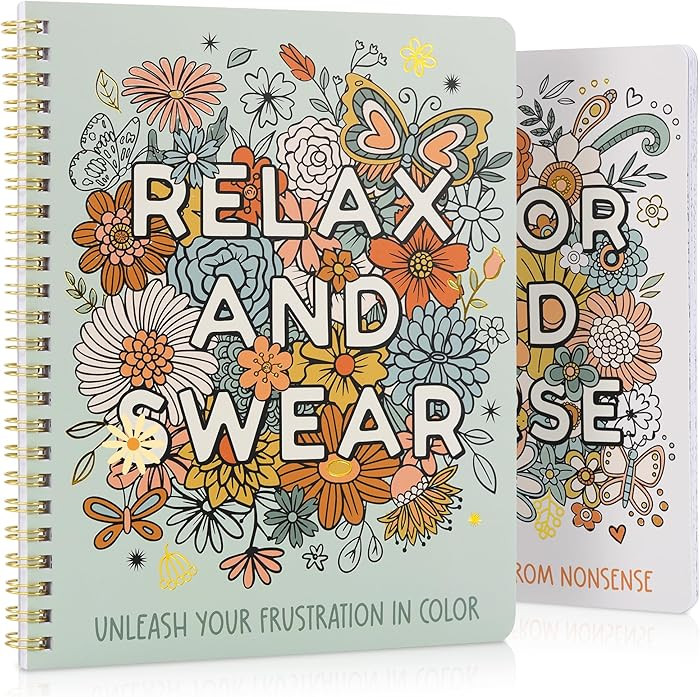 Beautiful Coloring Book Set of 2 for Adult Relaxation - Funny Coloring Books with Floral Designs ... | Amazon (US)