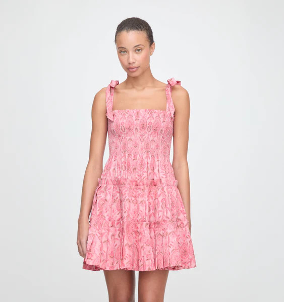 The Ribbon Charlotte Nap Dress - Pink Palm Ikat | Hill House Home US