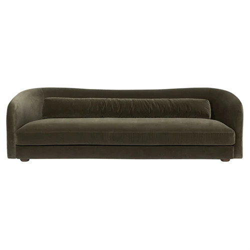 Juliette Modern Classic Olive Green Velvet Performance Sofa - 99" | Kathy Kuo Home