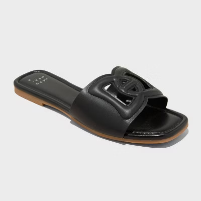 Women's Deidra Slide Sandals - A New Day™ Black 6.5 | Target