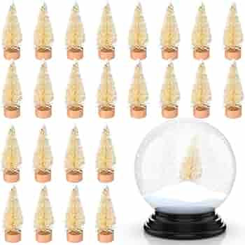 Sumind 24 Pieces Mini Pine Trees Christmas Trees Bottle Brush Trees Frosted Sisal Trees with Wood... | Amazon (US)