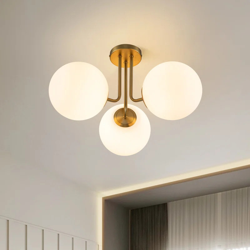 3-Light 22 Modern Sputnik Globe Semi Flush Mount | Wayfair North America