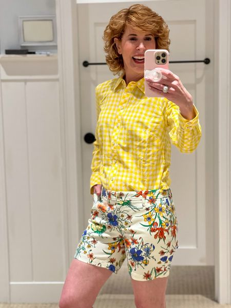 Spring-ready in this charming gingham button-down and playful colorful shorts 🌺
This is such a happy outfit and makes me so ready for warmer weather! 

#LTKSeasonal #LTKstyletip