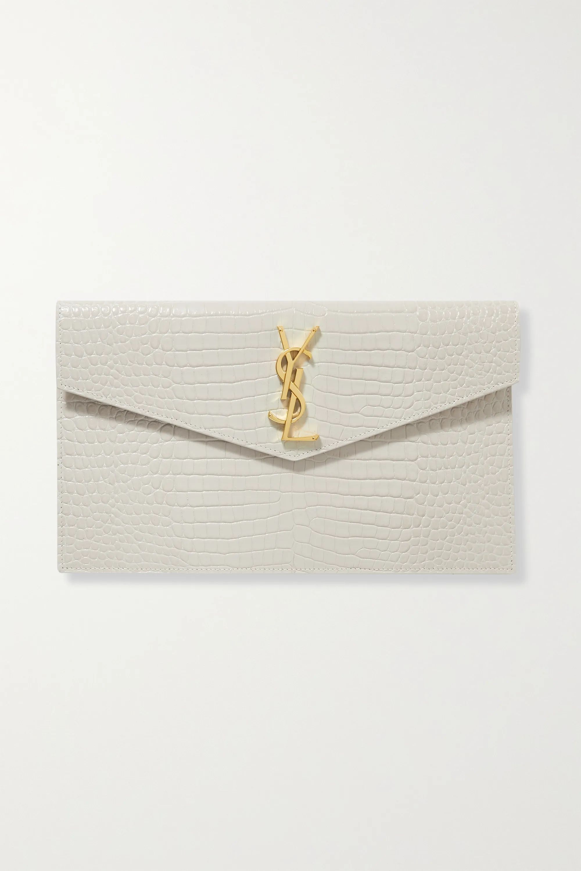 Off-white Uptown croc-effect leather pouch | SAINT LAURENT | NET-A-PORTER | NET-A-PORTER (US)