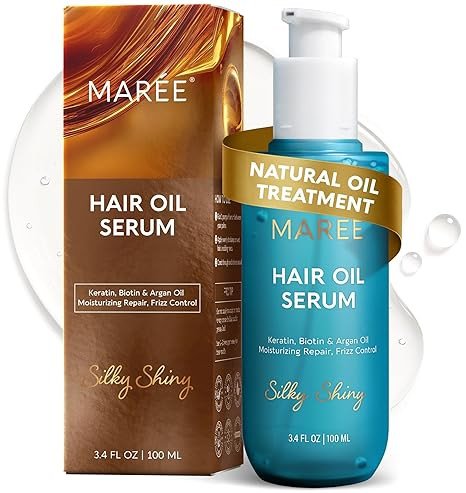 MAREE Hair Oil for Frizzy Hair with Argan Oil, Keratin & Biotin – Hair Serum for Dry and Curly ... | Amazon (US)