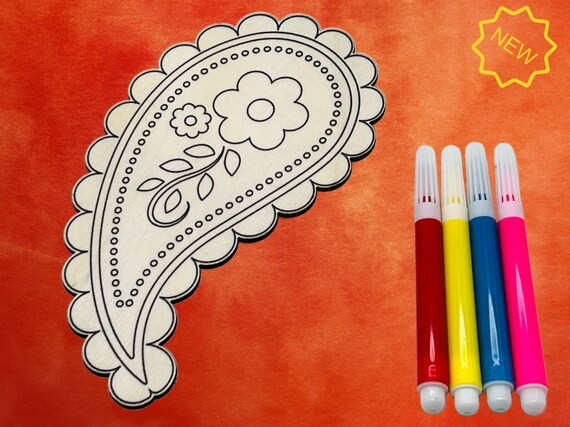 Rangoli Paisley Wood Coloring Kit for Kids Diwali Favor DIY - Etsy | Etsy (US)