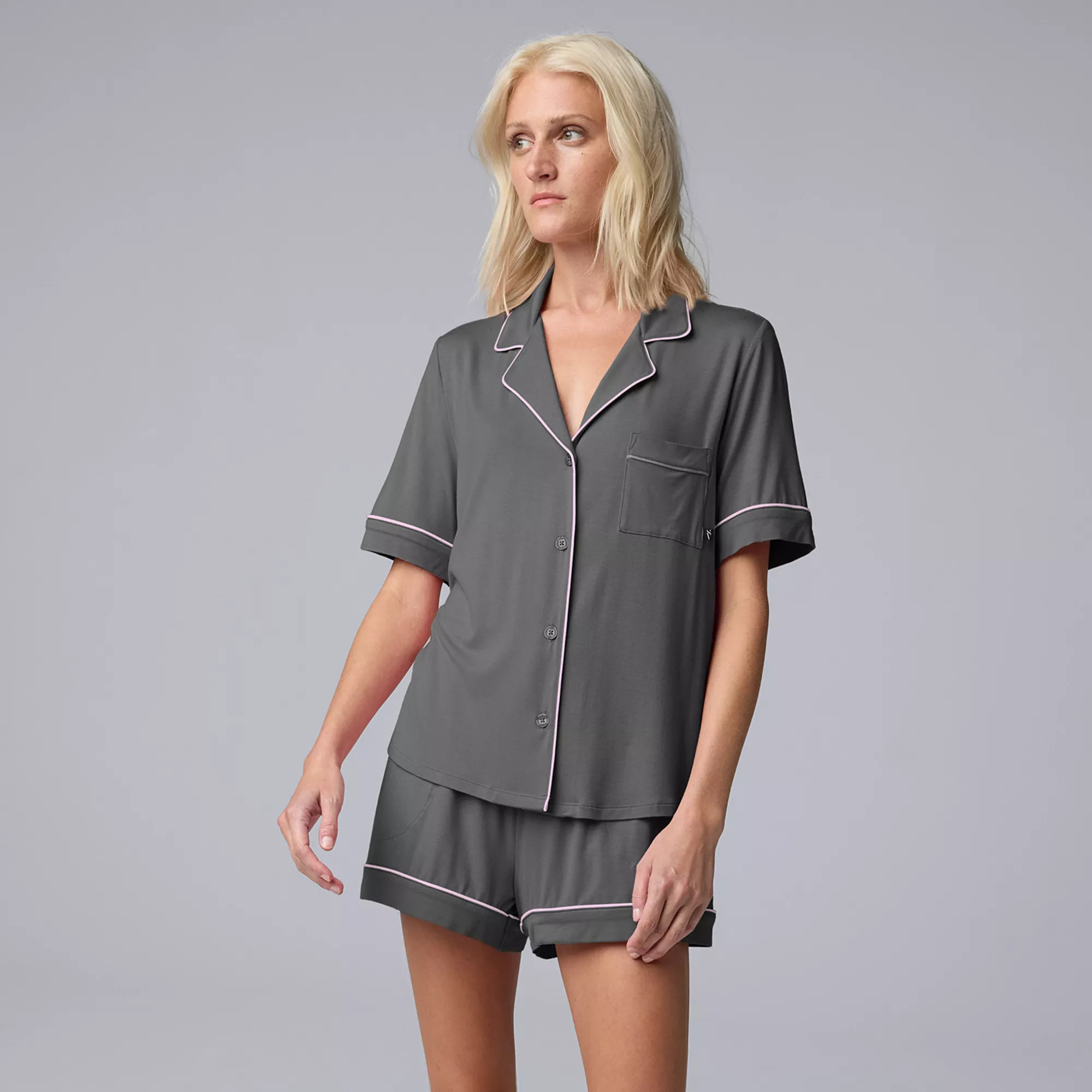 Women's Simply Vera Vera Wang Short Sleeve Notchneck Pajama Top & Pajama Boxer Shorts Set | Kohl's