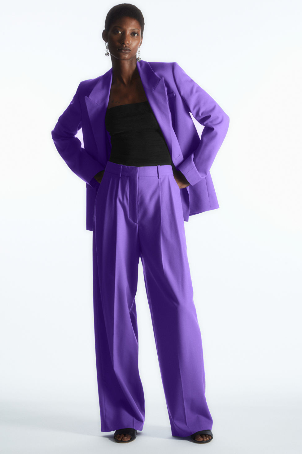 WIDE-LEG TAILORED WOOL TROUSERS - PURPLE - COS | COS UK