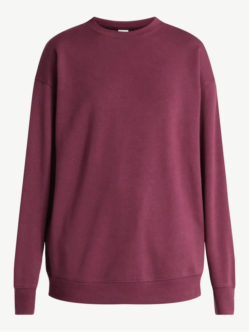 No Boundaries Fleece Oversized Sweatshirt with Long Sleeves, Women’s Sizes XXS-4X | Walmart (US)