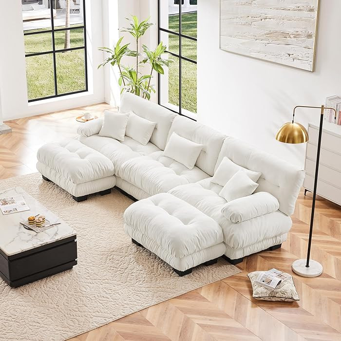 Luxury Modular Sectional Sofa Couch with 2 Ottomans - Oversized U Shaped Cloud Couch for Living R... | Amazon (US)