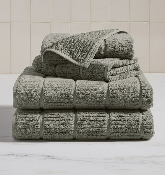 Channel Tile Organic Terry Cotton Towel, Set of 4 | Rejuvenation
