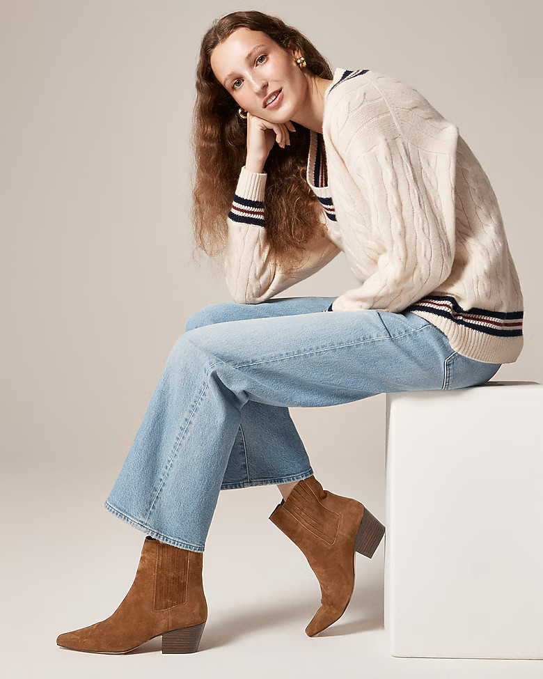 New Piper square-toe ankle boots in suede | J. Crew US