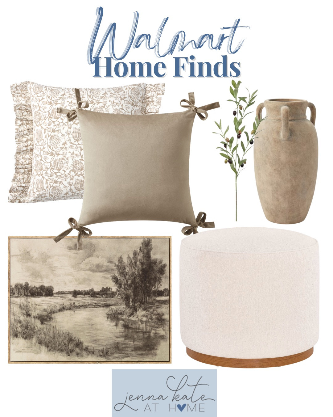 Walmart home finds include vase, greenery stem, vase, ottoman, wall art, throw pillows.

Home decor, looks for less, home accents, looks for less

#LTKHome #LTKSaleAlert #LTKSeasonal