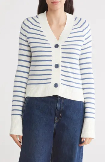 Design History Striped Cardigan in Navy Blue Combo at Nordstrom Rack, Size X-Small | Nordstrom Rack
