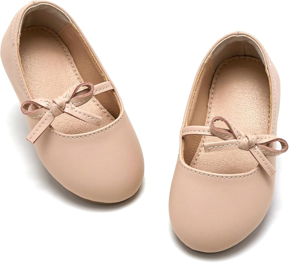 ESTINE Mary Jane Flats for Toddler Girls Little Kids Glittery Dress Princess Wedding Ballet Shoes | Amazon (US)