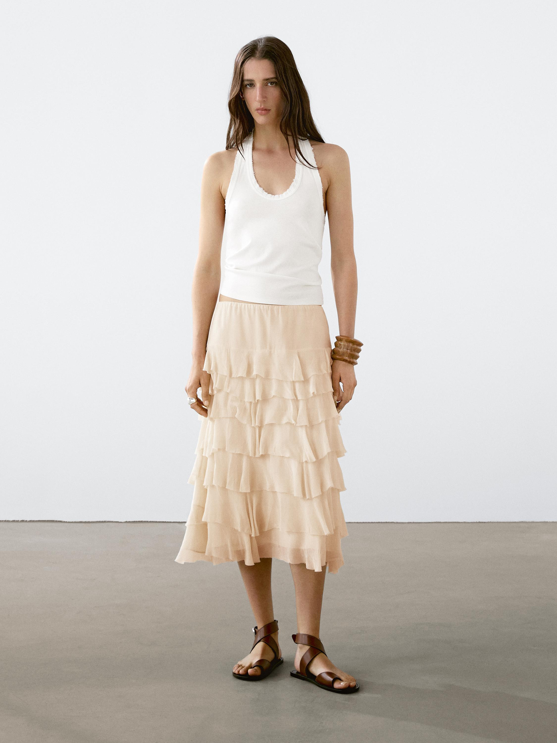 Midi ruffled skirt
    
 $160.00  Add to basket  SELECT SIZE | Massimo Dutti US