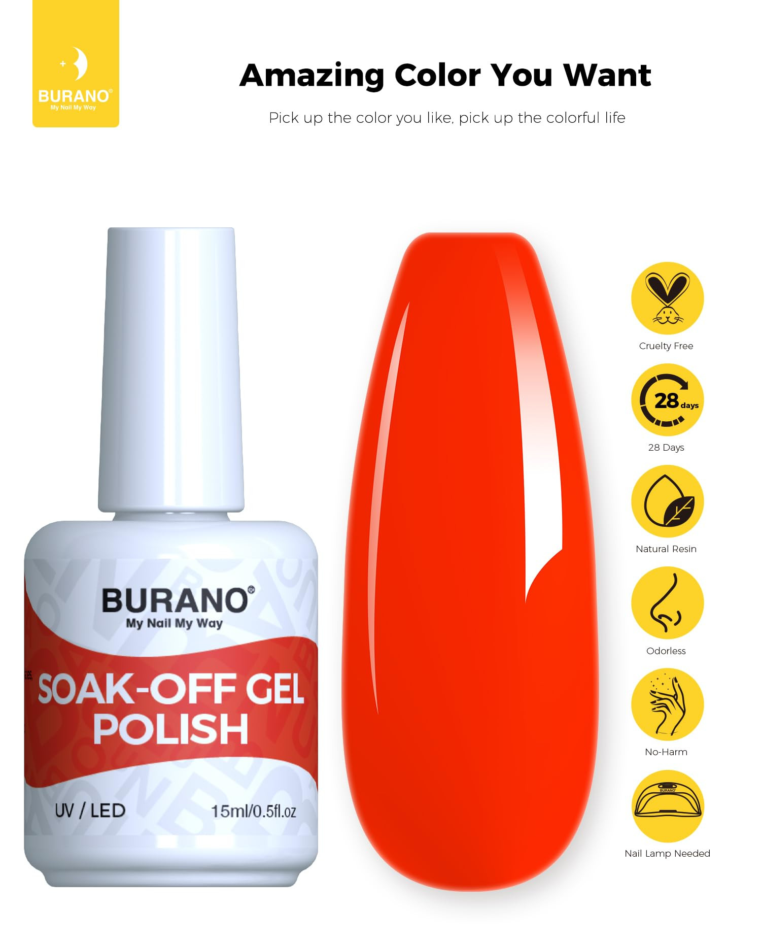 BURANO Gel Nail Polish, Gel Gel Polish 15ml Gel Colors Gel Neon Gel Soak Off UV Led Nail Lamp Gel... | Amazon (US)