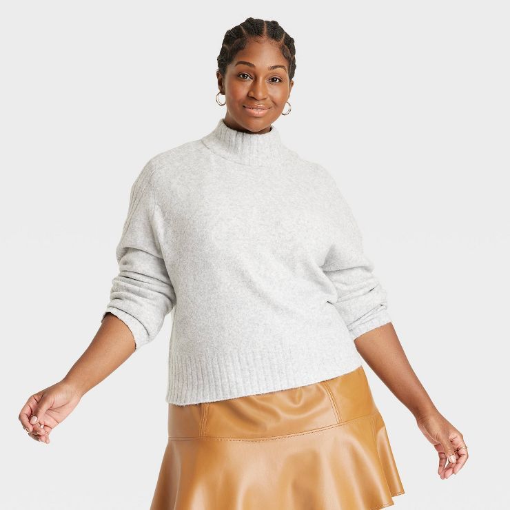 Women's Plus Size Mock Turtleneck Pullover Sweater - Ava & Viv™ | Target