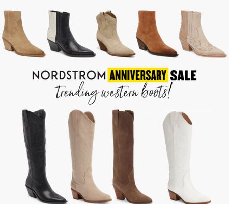 Western boots on sale in the Nordstrom Anniversary Sale! 
.
White boots suede boots cowboy boots booties 

#LTKxNSale #LTKshoecrush #LTKsalealert