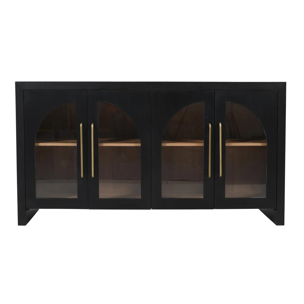 Archimedes 60 Inch Curved Arch Four Door Sideboard Storage Cabinet In Black | 1stopbedrooms