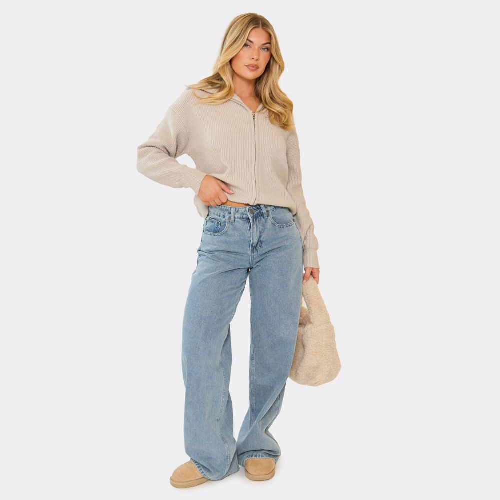 Mid Rise Wide Leg Jeans In Blue Denim | EGO (UK)