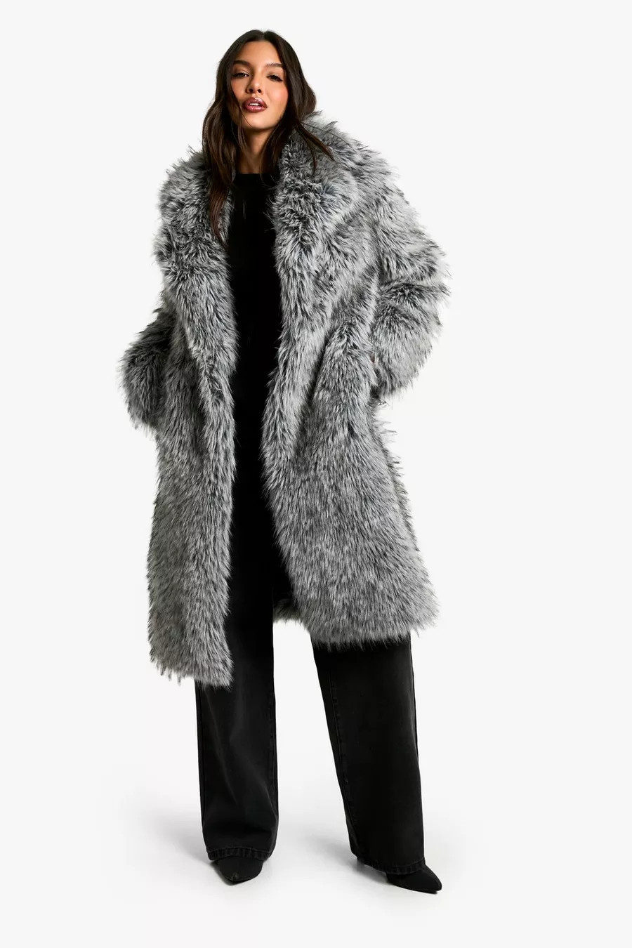 Premium Vintage Look Tipped Faux Fur Midaxi Coat | boohoo (US & Canada)