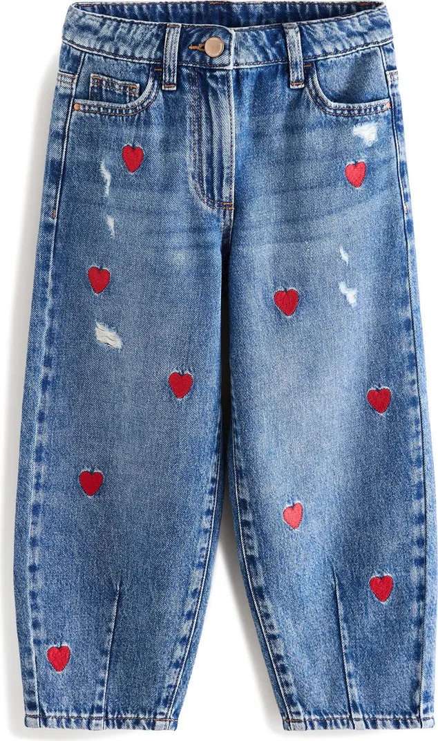 NEXT Kids' Heart Embroidered Barrel Jeans | Nordstrom | Nordstrom