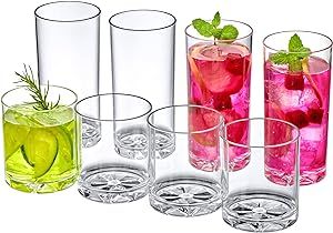 Amazing Abby - Liberty - 12-Ounce and 16-Ounce Plastic Tumblers (Set of 8), Plastic Drinking Glas... | Amazon (US)
