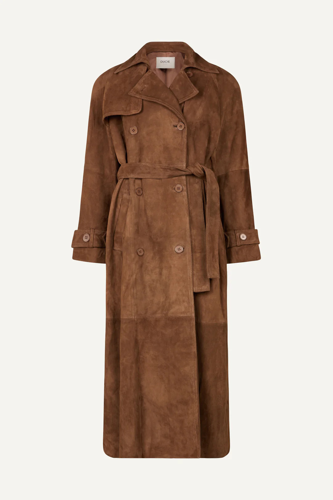 Corrin Suede Trench Coat | DUCIE