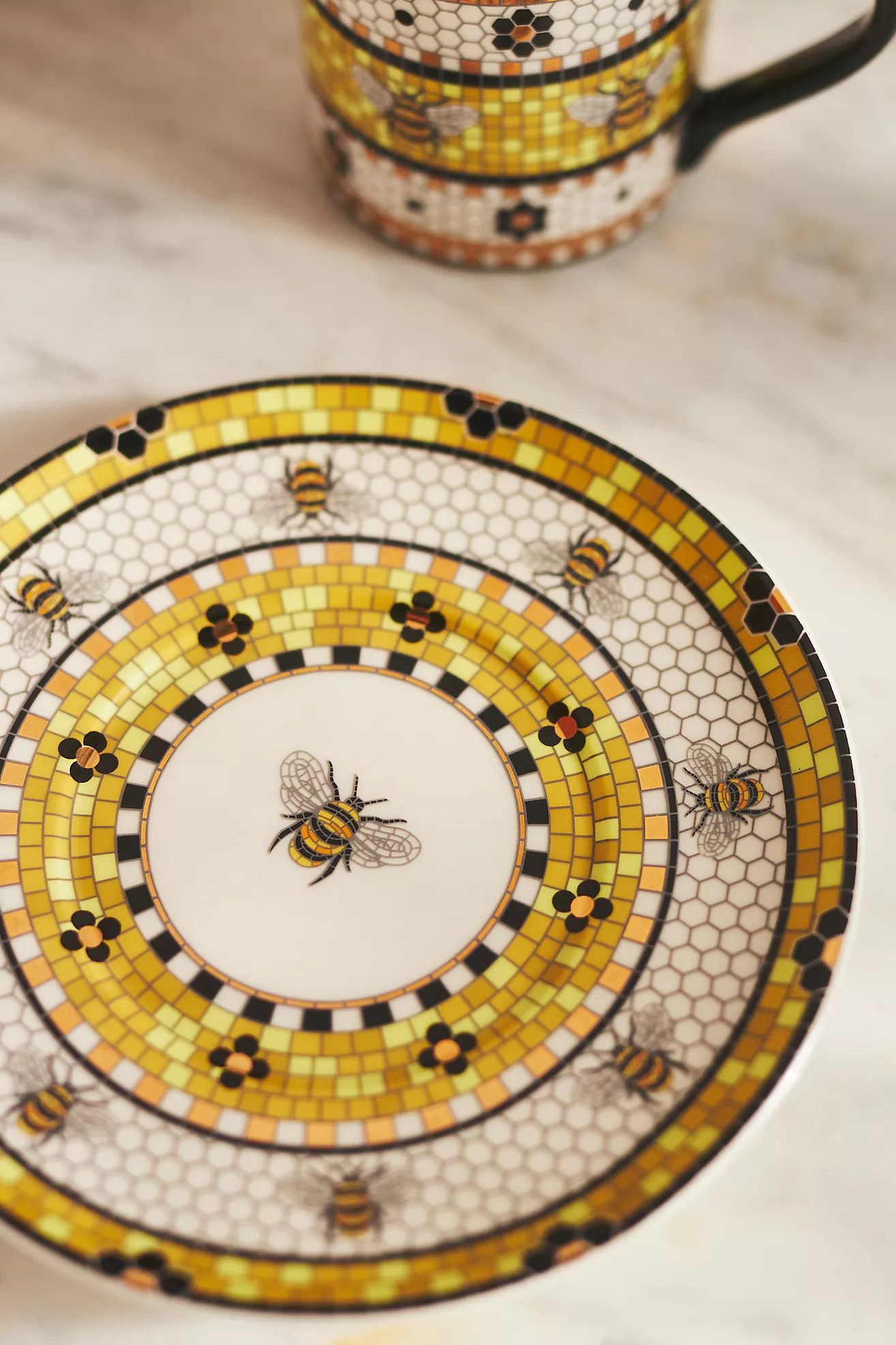 Bistro Tile Stoneware 24k Gold Accent Espresso Cup & Saucer: Garden Edition | Anthropologie (US)