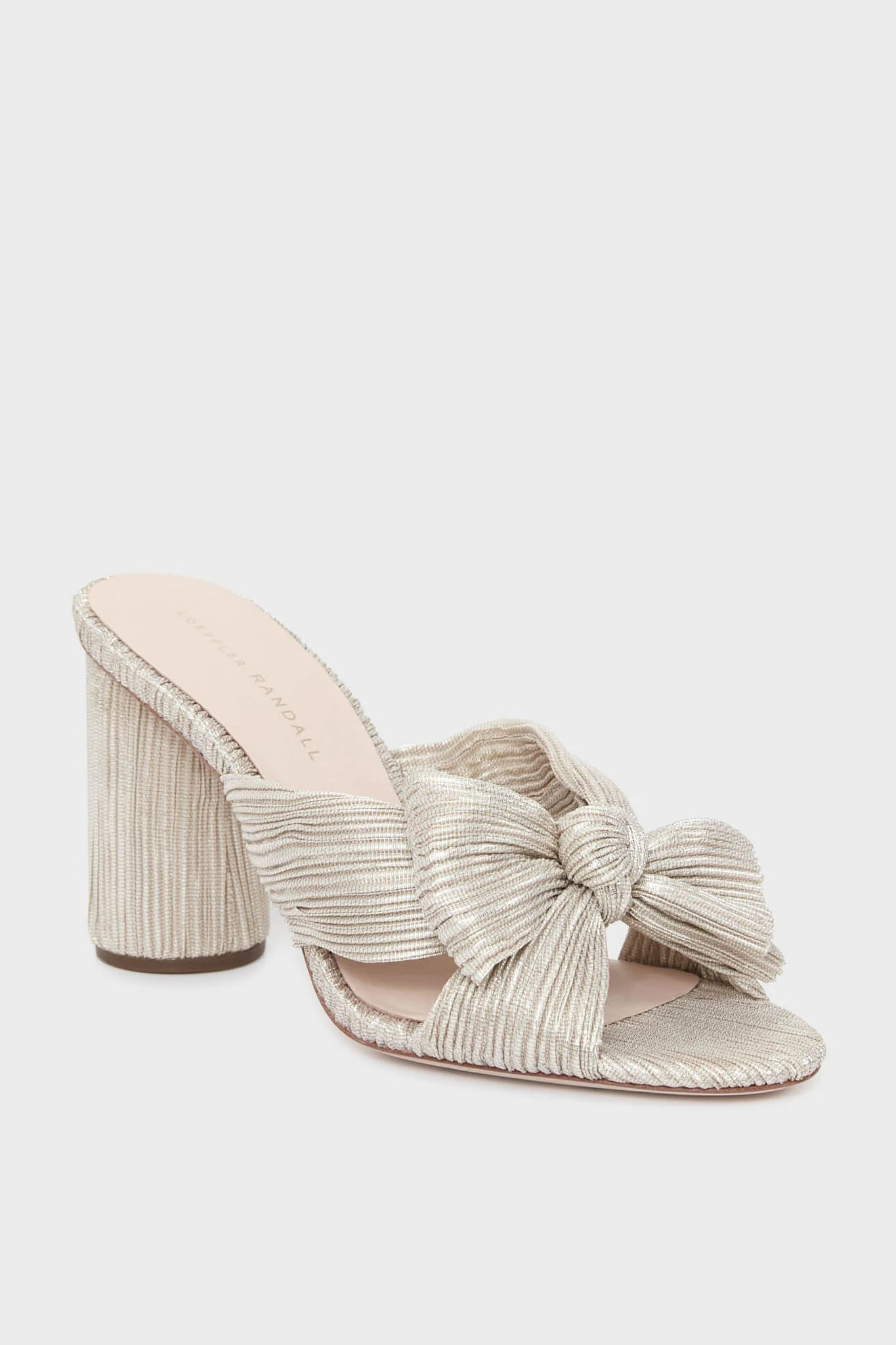 Platinum Lame Penny Knot Mules | Tuckernuck (US)