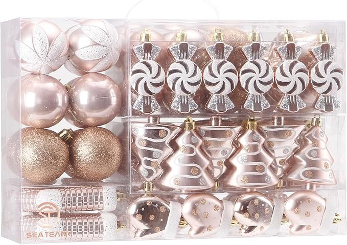 Sea Team 77-Pack Assorted Shatterproof Christmas Balls Christmas Ornaments Set Decorative Baubles... | Amazon (US)
