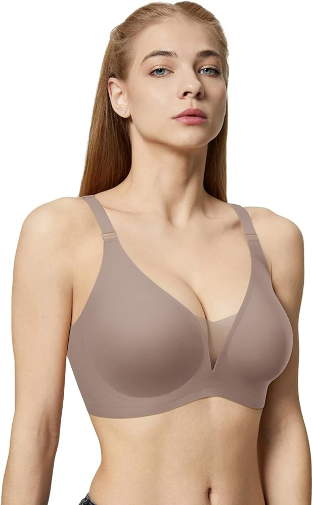 LUCKMEEY Bras for Women No Underwire - Deep V Wireless Seamless Bra for Women Everyday Full Cover... | Amazon (US)