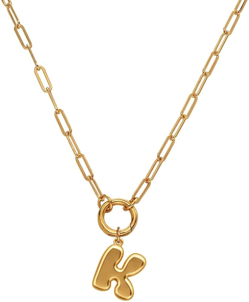 OAK & LUNA - Bubble Up Initial Necklace - Designer Jewelry for Her, Women - A-Z letters - Dainty ... | Amazon (US)
