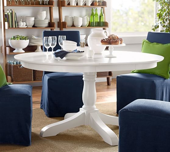 Owen Extending Pedestal Dining Table, Antique White | Pottery Barn (US)