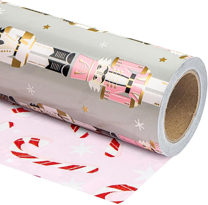 WRAPAHOLIC 30 Inch Jumbo Reversible Nutcracker Christmas Wrapping Paper - 30 Inch x 100 Feet Jumb... | Amazon (US)