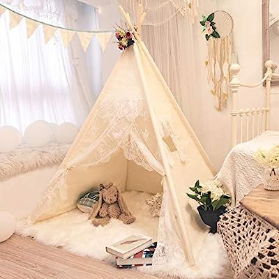MoonFly Teepee Tent for Kids, Classic Cute Children Playing House Indoor Tents for Girl Boy Nurse... | Amazon (US)