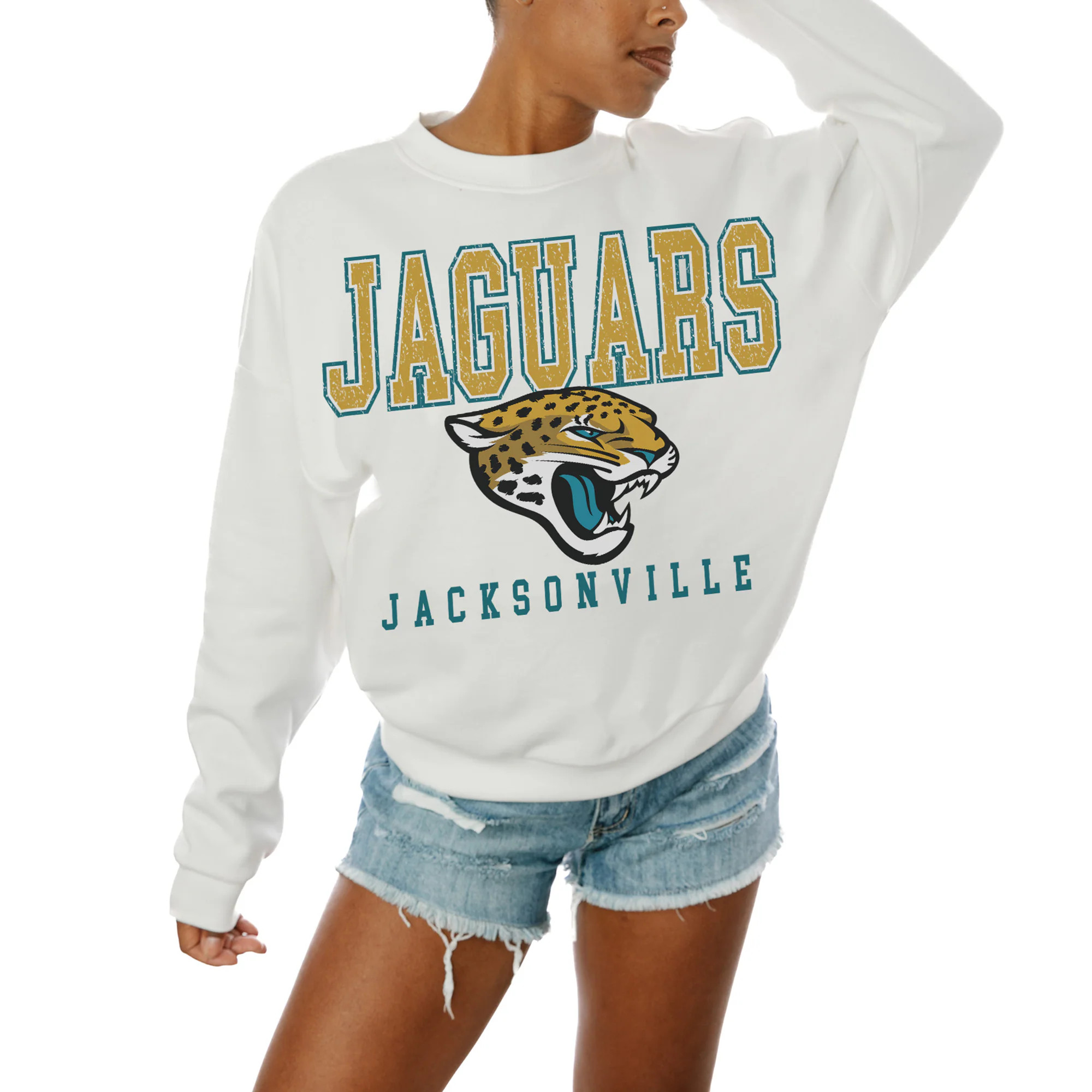 Jacksonville Jaguars Gameday Couture Women's  Sunday Drives Oversized Crewneck Pullover Sweatshir... | Fanatics