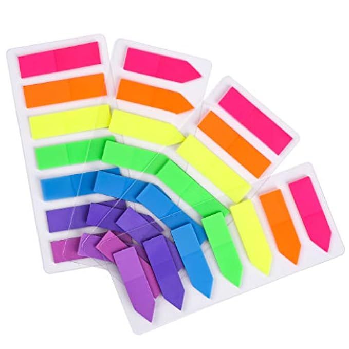 Lysas 4 Sets Neon Page Markers Colored Index Tabs, Fluorescent Sticky Note for Page Marker, 560pcs | Amazon (US)