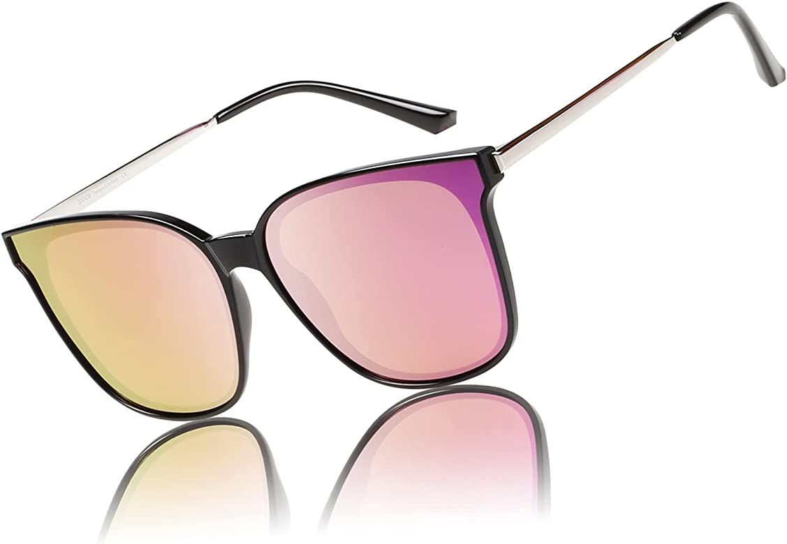 Duco Retro Round Sunglasses for Women Vintage Polarized Mirrored Sun Glasses Lightweight Metal Frame | Amazon (US)