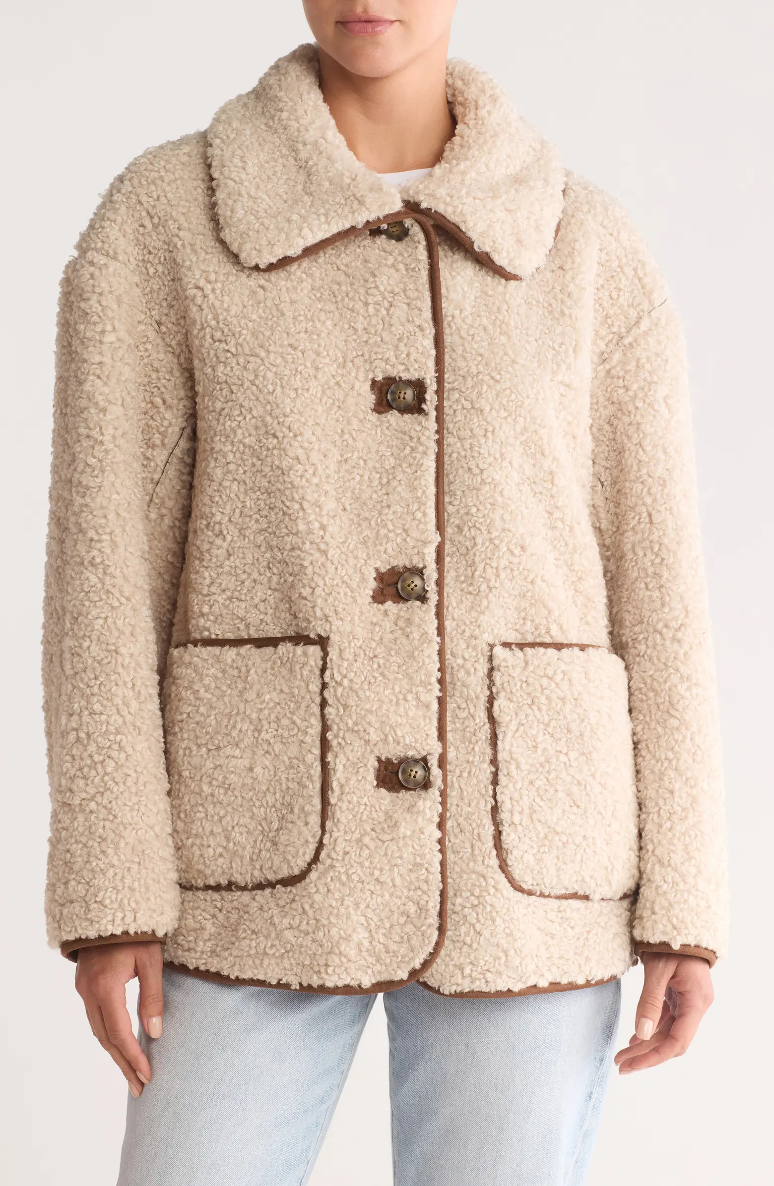 Lucky Brand Reversible Faux Shearling & Faux Suede Barn Jacket | Nordstromrack | Nordstrom Rack