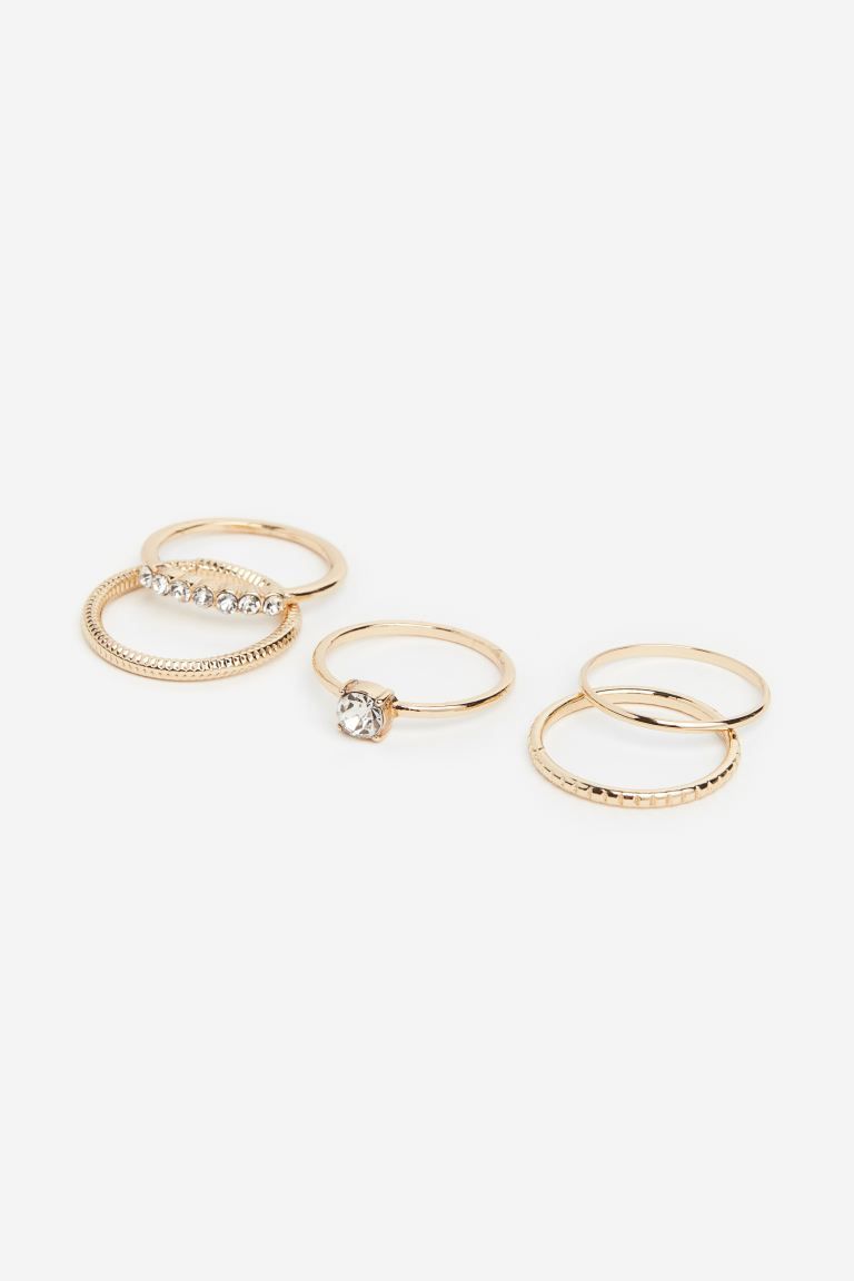 5-pack Metal Rings - Gold-colored - Ladies | H&M US | H&M (US + CA)