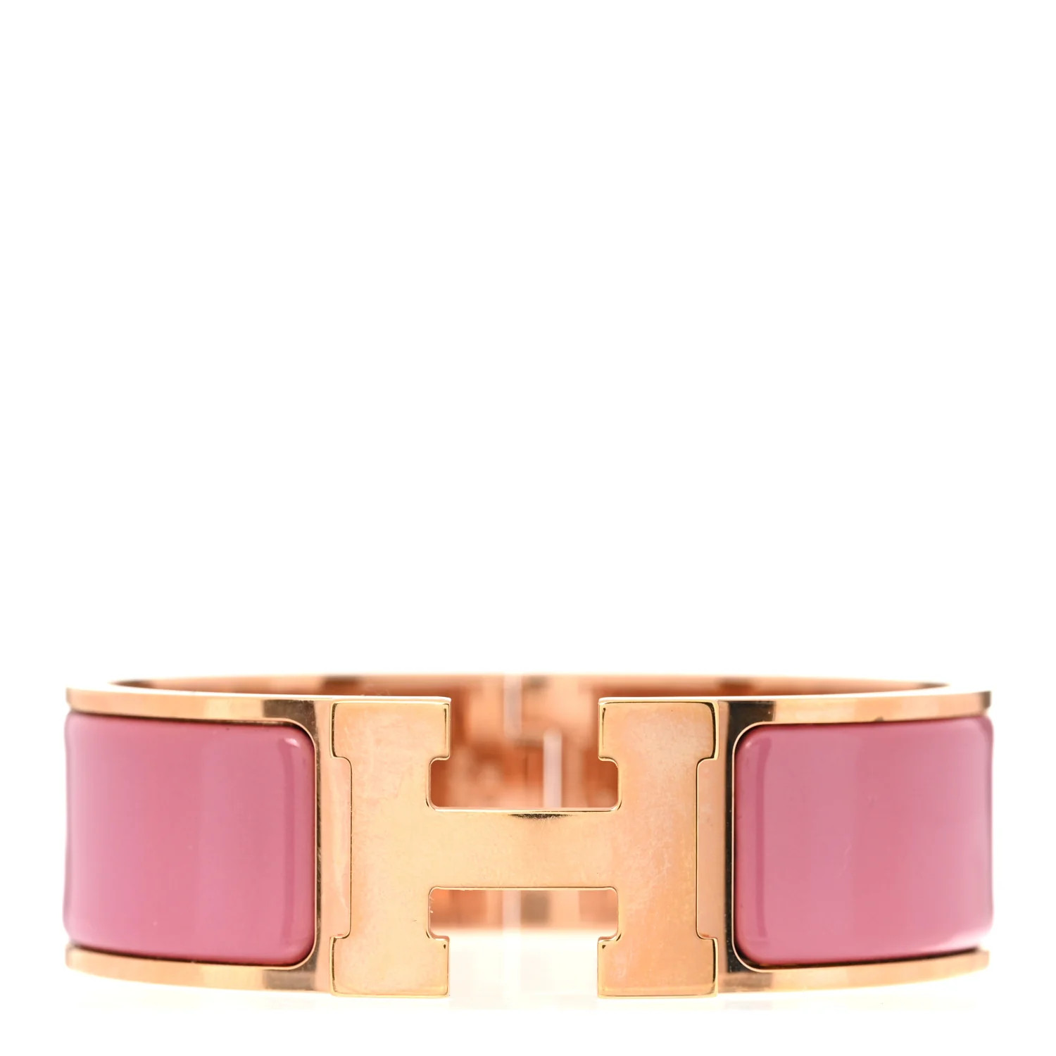 Enamel Wide Clic Clac H Bracelet GM Rose Velours | FASHIONPHILE (US)