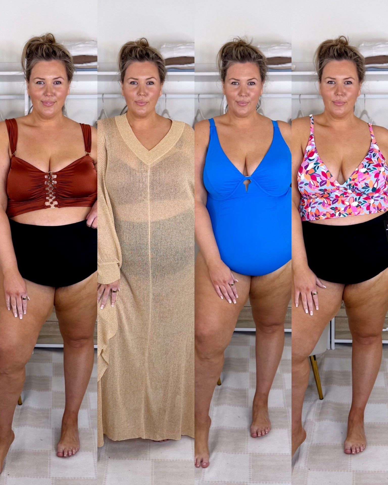 Plus size swimsuit roundup! 1. Wearing a 20 in the top and bottoms! 2. Coverup is a 18/20, wearing the same swimsuit in the first pic! 3. Wearing a 20! 4. Wearing a 20 in the top and bottoms!


Plus size swim, plus size outfits, two piece swimsuits, one piece swim, high waisted swim bottoms, mom style

#LTKPlusSize #LTKMidsize #LTKSwim