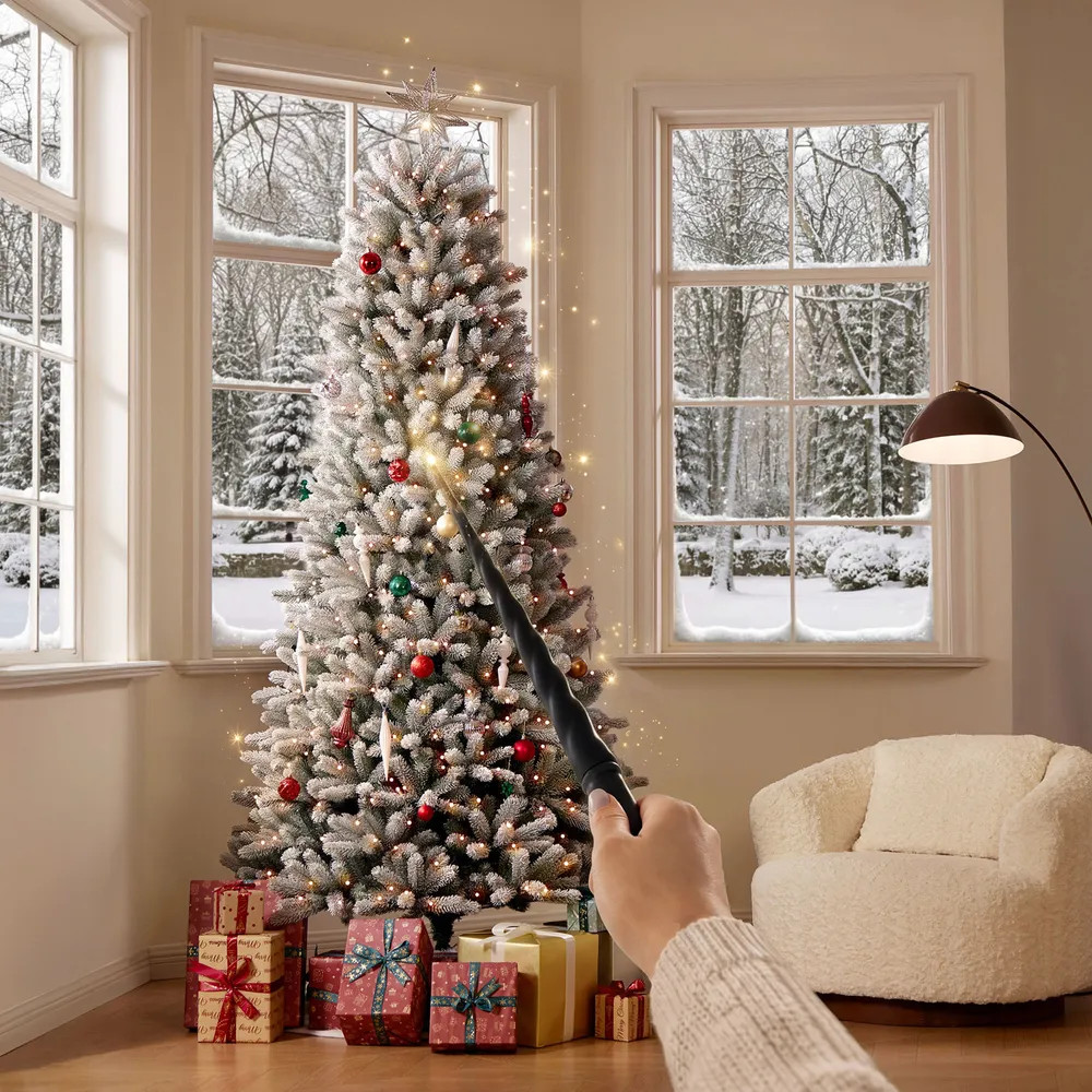 CastGlow 7.5′ Artificial Christmas Tree Slim Flocked | Hernest