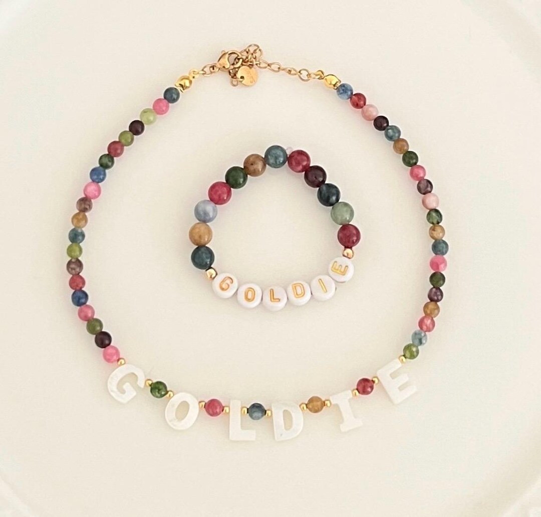 Personalized Necklace, Multicolor Beaded Custom Name Necklace With Mother of Pearl Letters, Littl... | Etsy (US)